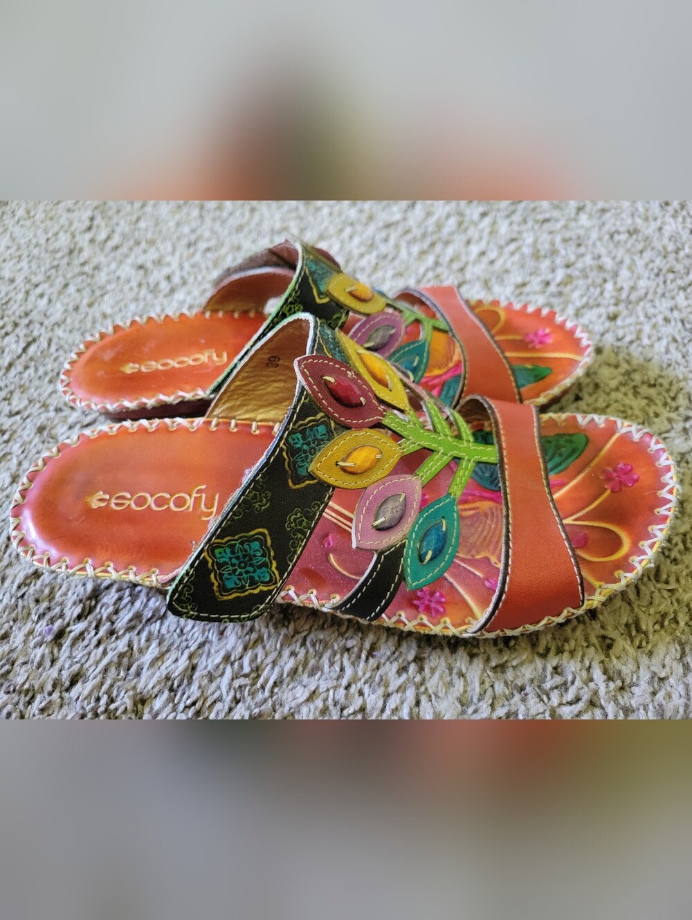 Socofy Leather Sandals EU Size 39 Slip One GUC